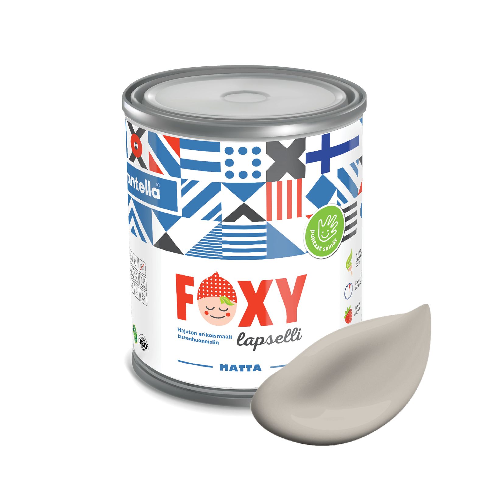 

Краска для детской комнаты FOXY LAPSELLI matte, финская краска, матовая, моющаяся, цвет PU, Серый, для детской комнаты FOXY LAPSELLI matte, финская матовая, моющаяся