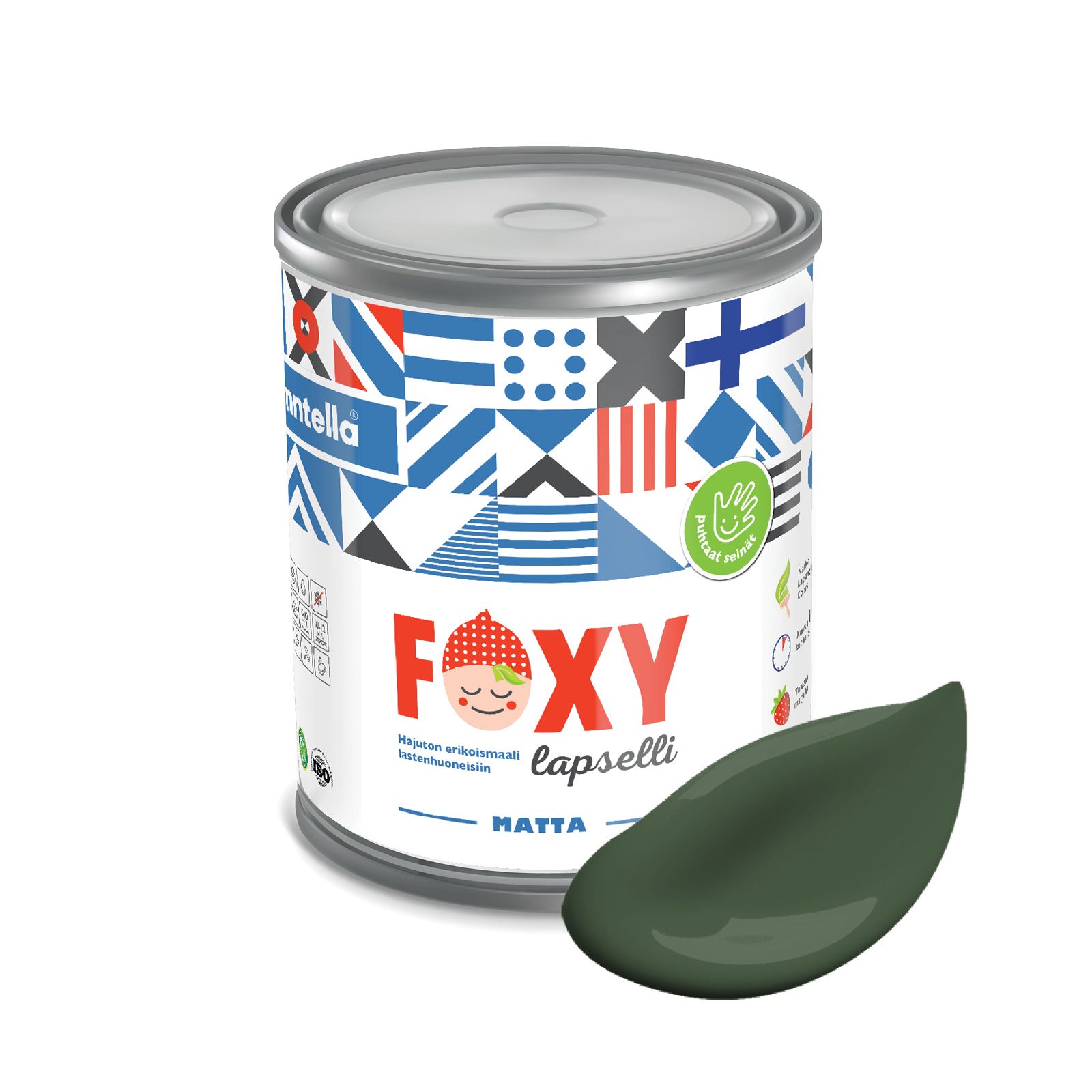 

Краска для детской комнаты FOXY LAPSELLI matte, финская краска, матовая, моющаяся, цвет FI, Зеленый, для детской комнаты FOXY LAPSELLI matte, финская матовая, моющаяся