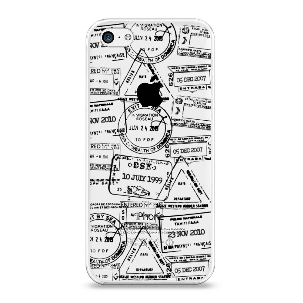 

Чехол на Apple iPhone 5C "Visa stamps 2", Белый;черный;серый, 10250-2