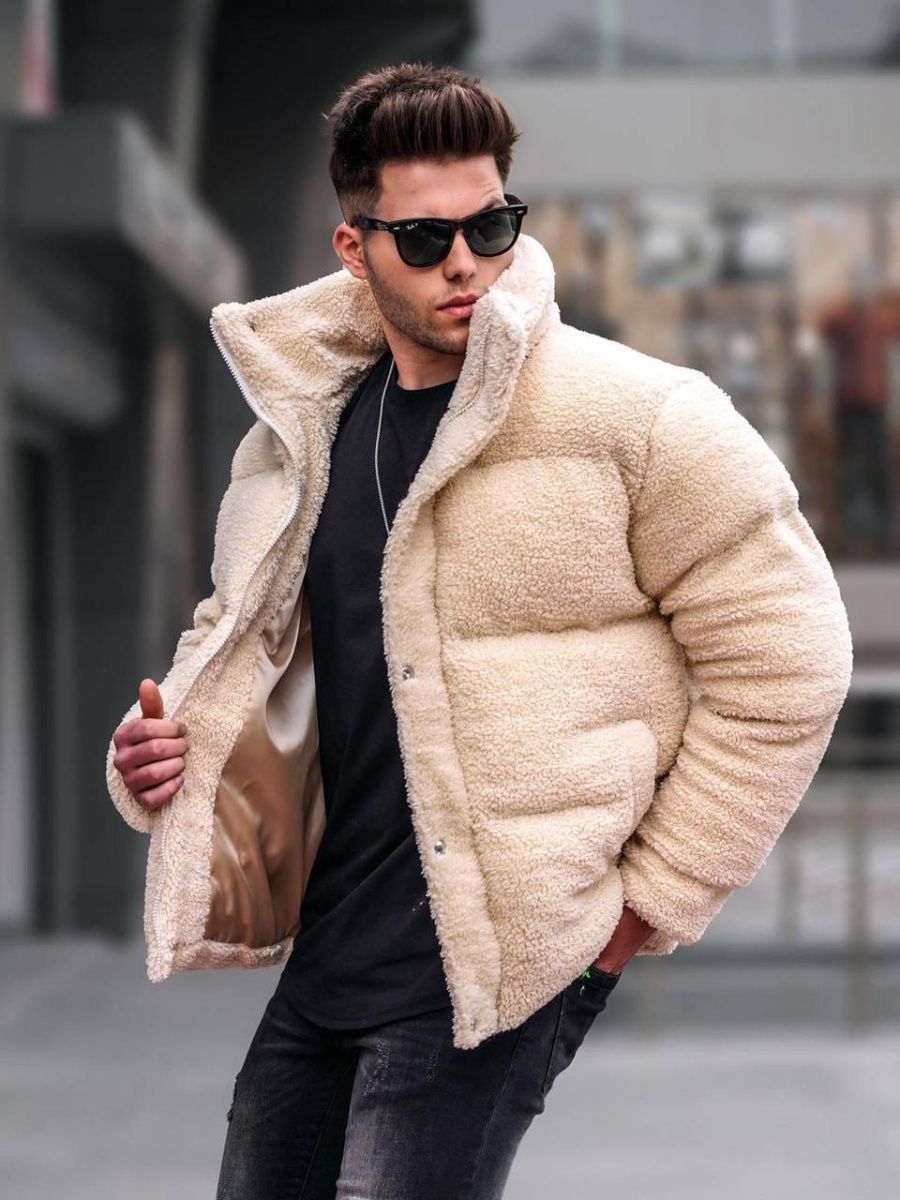 

Куртка мужская NoBrand plush бежевая L, plush