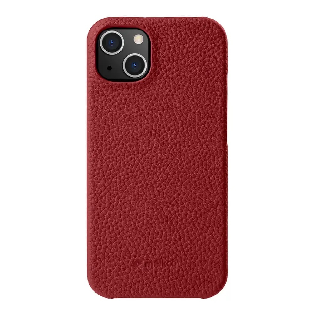 фото Кожаный чехол накладка melkco для apple iphone 14 plus (6.7") - snap cover, красный