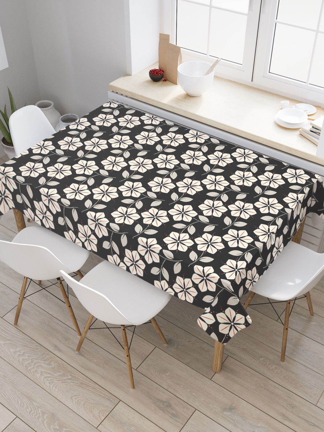 

Скатерть прямоугольная JoyArty "Шестилепестковые цветы" из сатена, 180x145 см, Красный, Шестилепестковые цветы