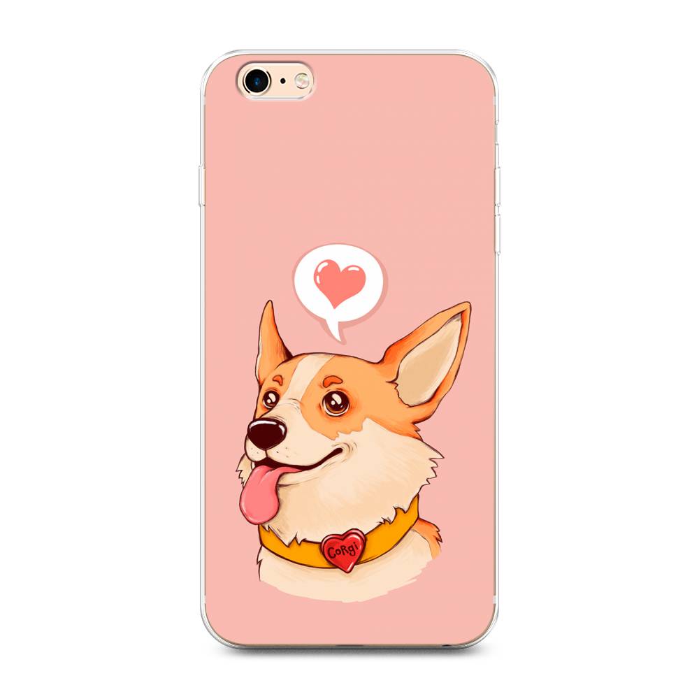 

Чехол на Apple iPhone 6 Plus/6S Plus "Корги язык", Розовый;коричневый, 10550-1