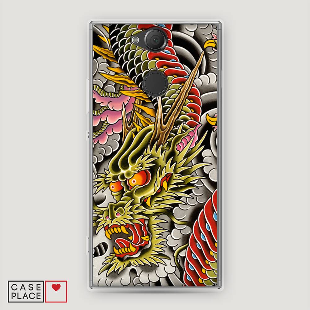 

Чехол на Sony Xperia XA2 "Японский дракон", Желтый;розовый;красный, 53150-4