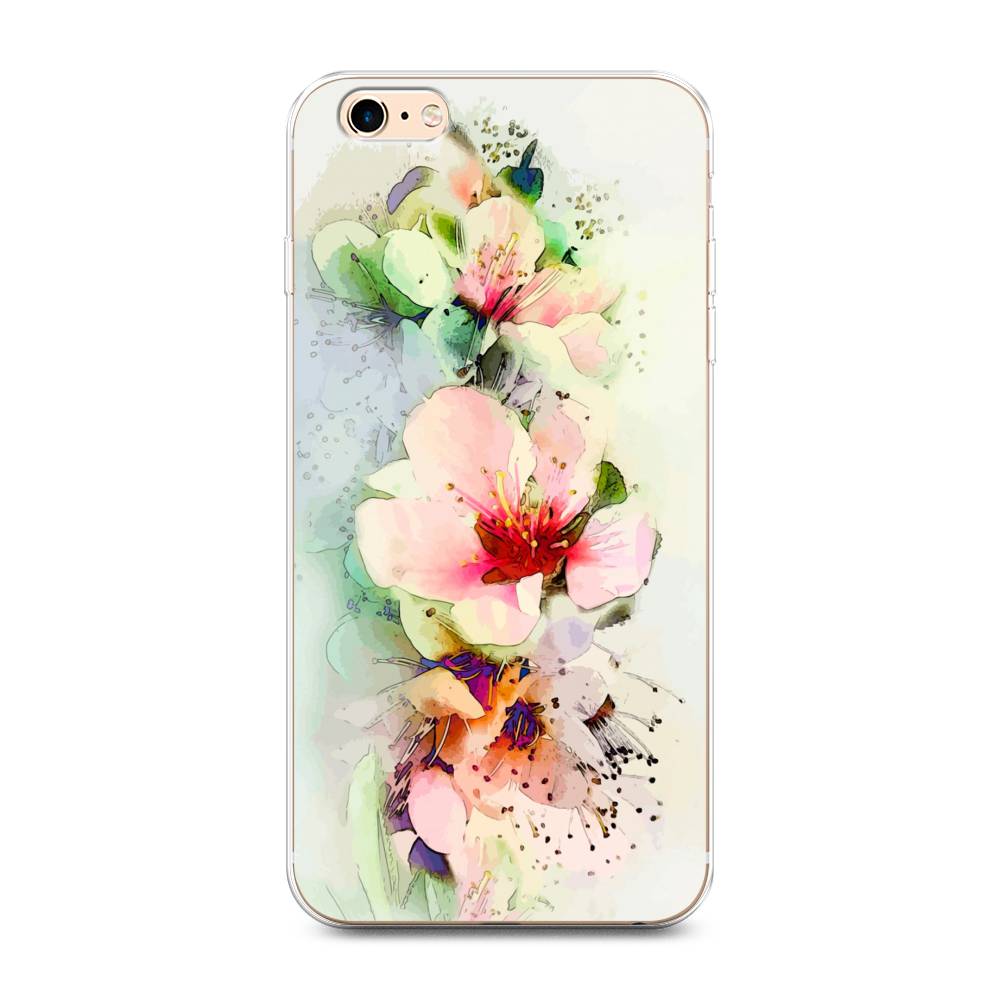 

Чехол на Apple iPhone 6 Plus/6S Plus "Нежные цветы", Зеленый;розовый, 10550-2