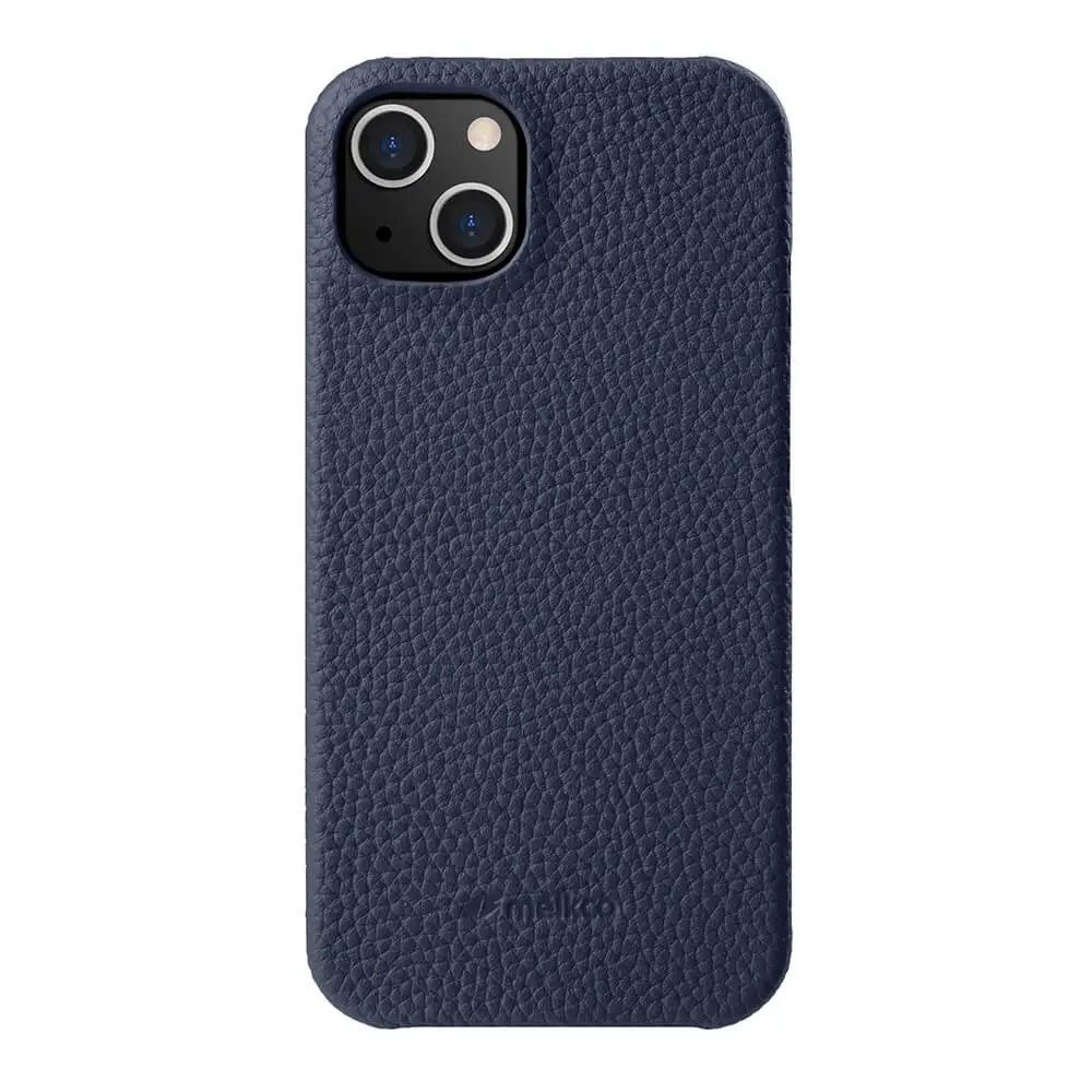 фото Кожаный чехол накладка melkco для apple iphone 14 plus (6.7") - snap cover, темно-синий