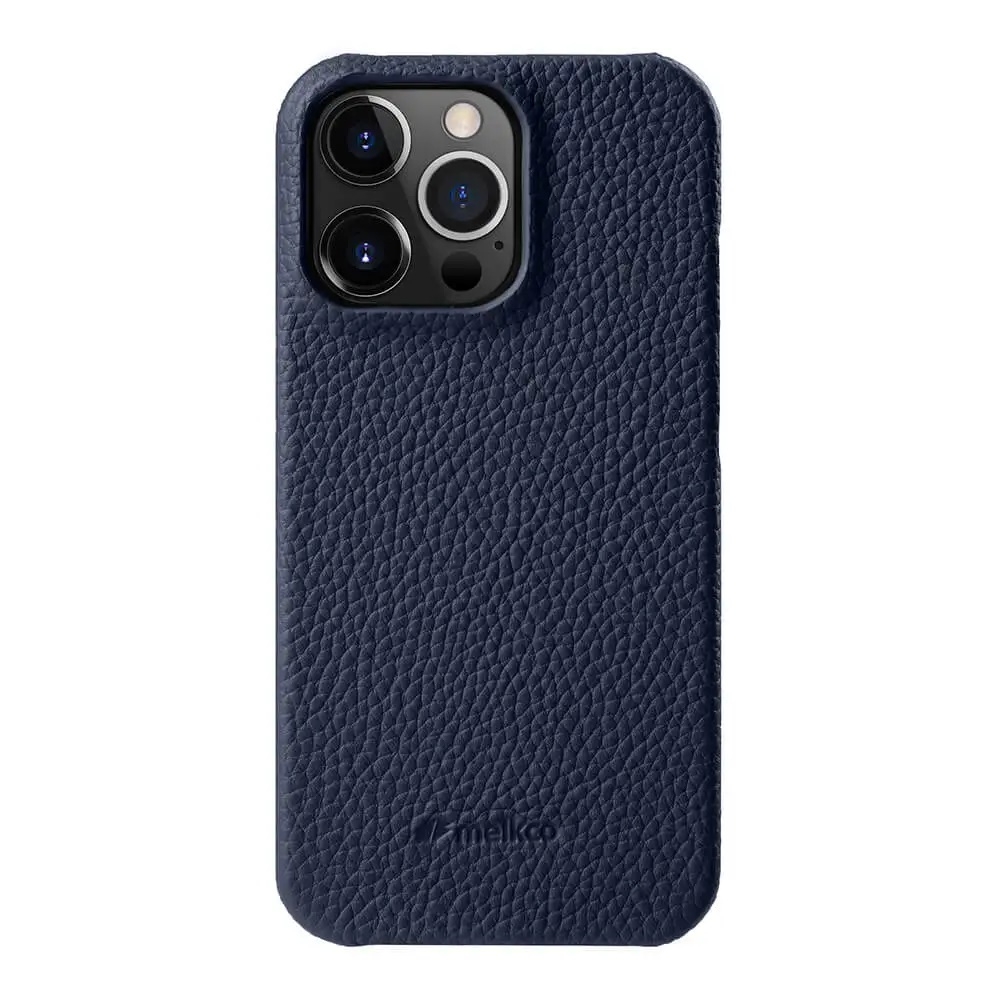 фото Кожаный чехол накладка melkco для apple iphone 14 pro max (6.7") - snap cover, темно-синий