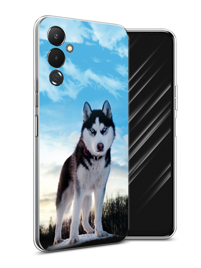 

Чехол Awog на Tecno Pova 4 / Текно Пова 4 "Хаски 3", Белый;черный;голубой