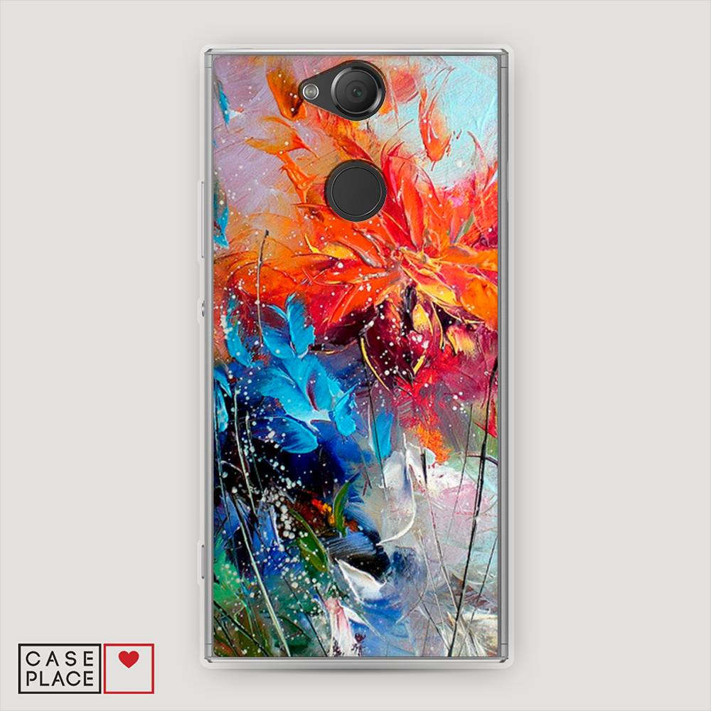 

Чехол на Sony Xperia XA2 "Абстрактные цветы", Оранжевый;синий, 53150-4