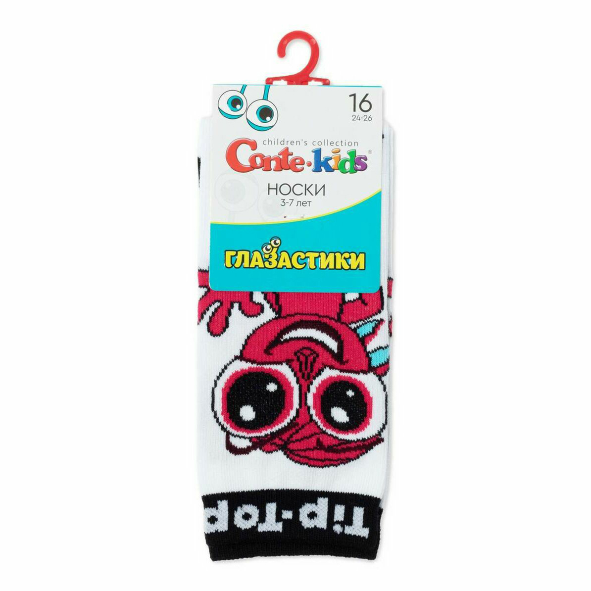 

Носки для девочки Conte-Kids Глазастики хлопок бело-розовые р 20, Белый;розовый