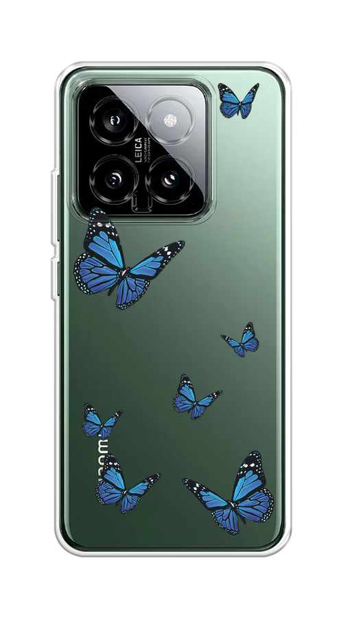 

Чехол на Xiaomi 14 "Blue butterflies", Синий;черный, 320350-1