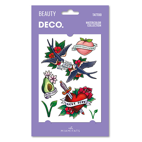 Татуировка для тела DECO. WATERCOLOR COLLECTION by Miami tattoos переводная (Peace) deco татуировка для тела ubeyko by miami tattoos переводная flower