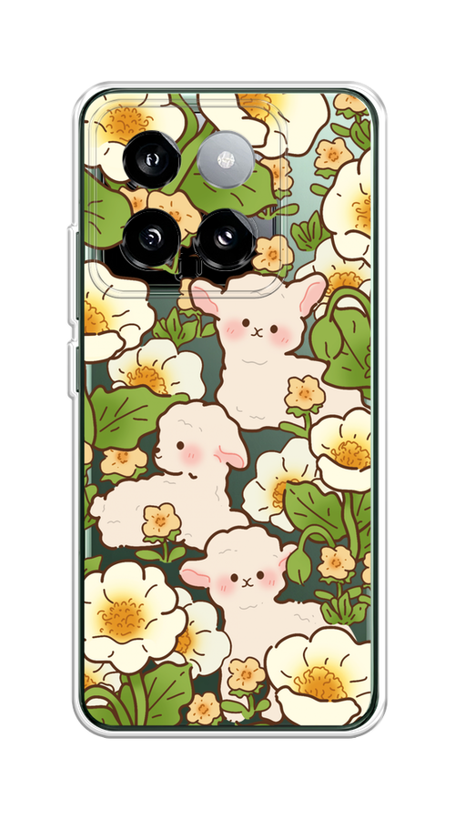 

Чехол на Xiaomi 14 "Овечки в цветах", Зеленый;бежевый, 320350-1