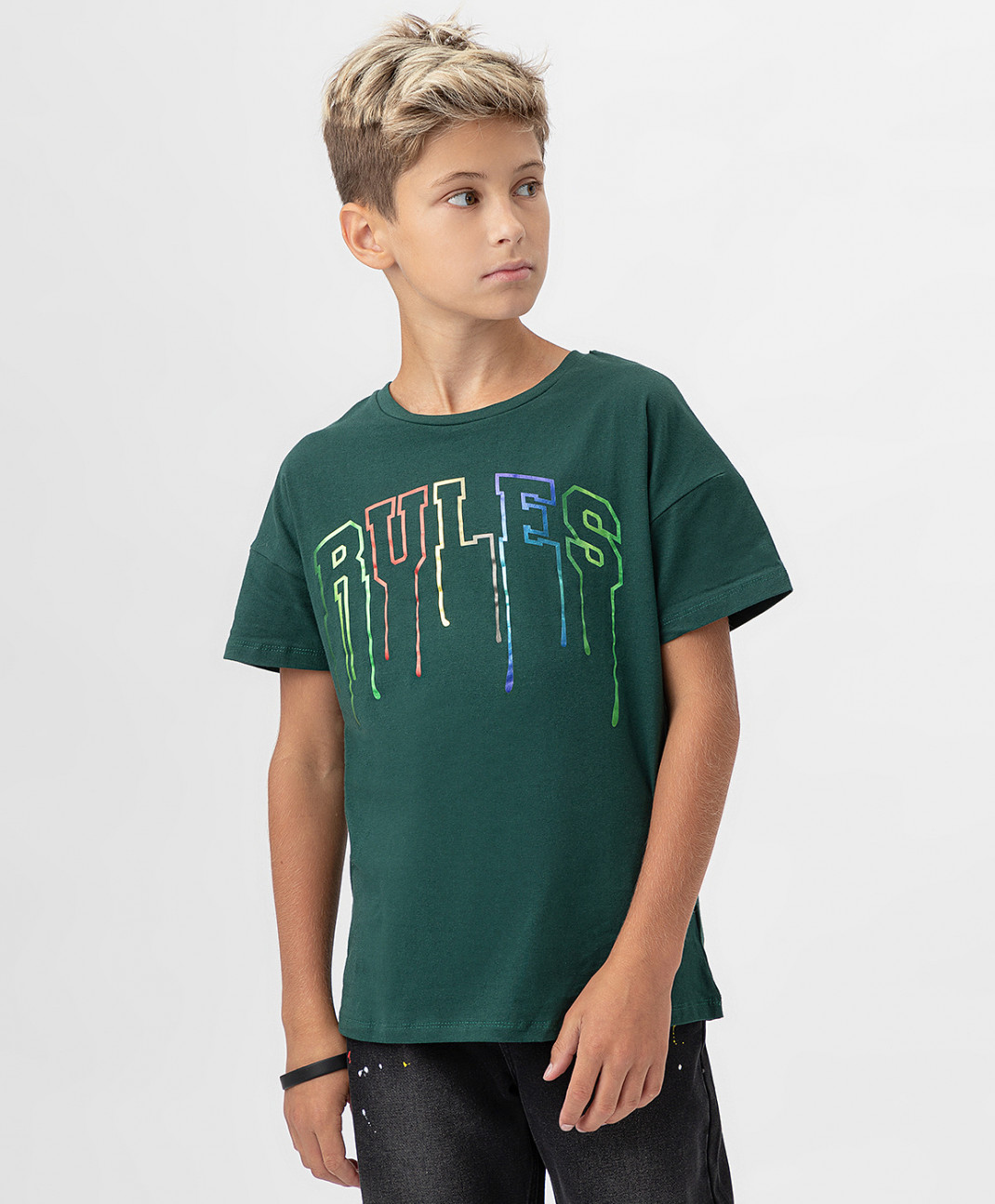 

Футболка со спущенным рукавом и принтом зеленая Button Blue 222BBBP12024800 р.128, Зеленый, 222BBBP12024800