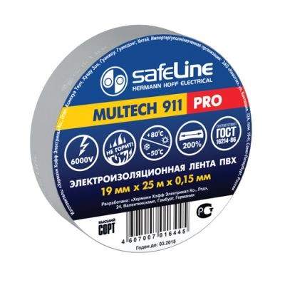 Изолента SAFELINE, ПВХ, 19 мм х 25 м., арт. 418196 серый - (3 шт.)