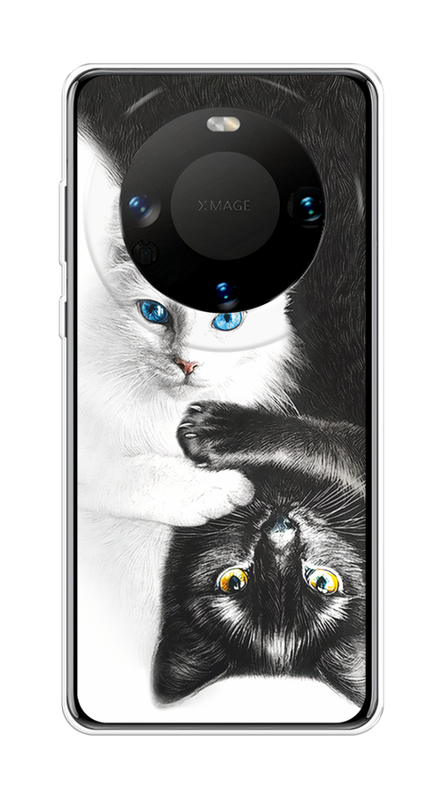 

Чехол на Huawei Mate 60 "Коты Инь-Янь", Черный;белый;голубой, 6122150-1