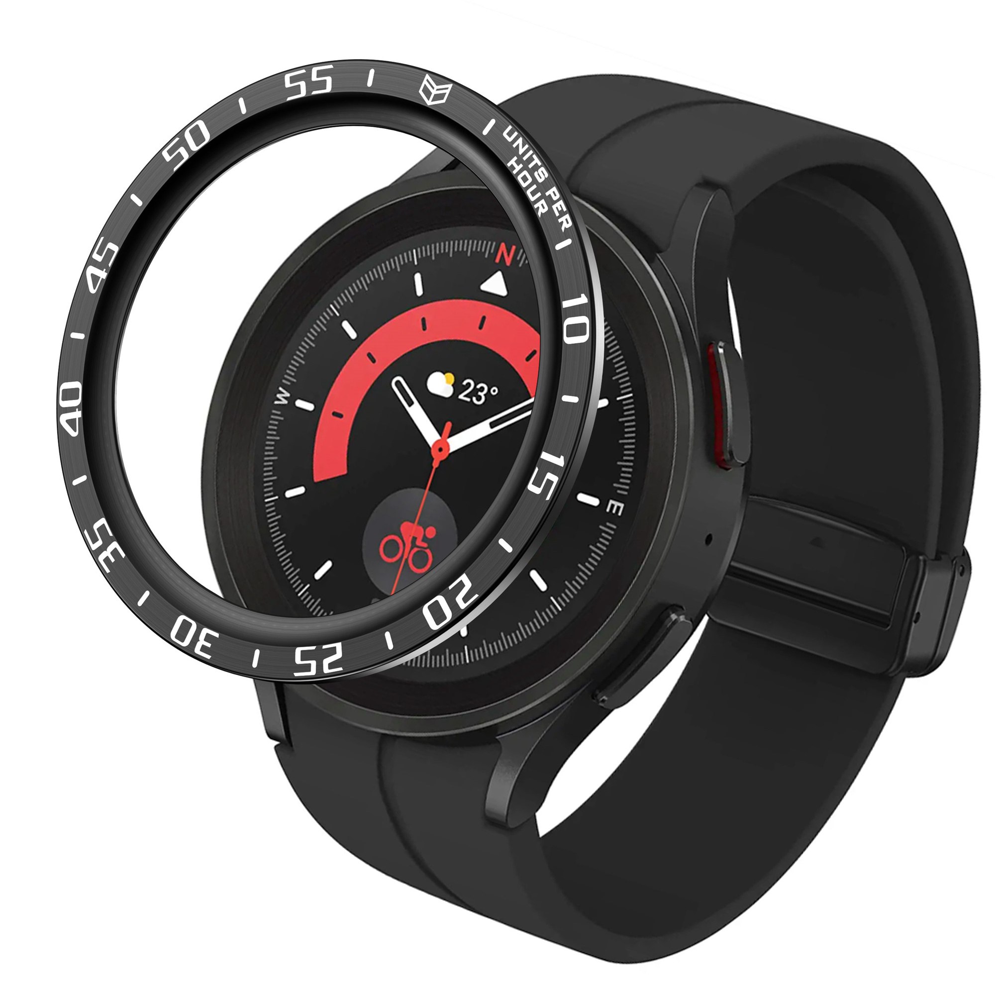 Защитное металлическое кольцо с циферблатом для Samsung Galaxy Watch 5 Pro 45мм - черное