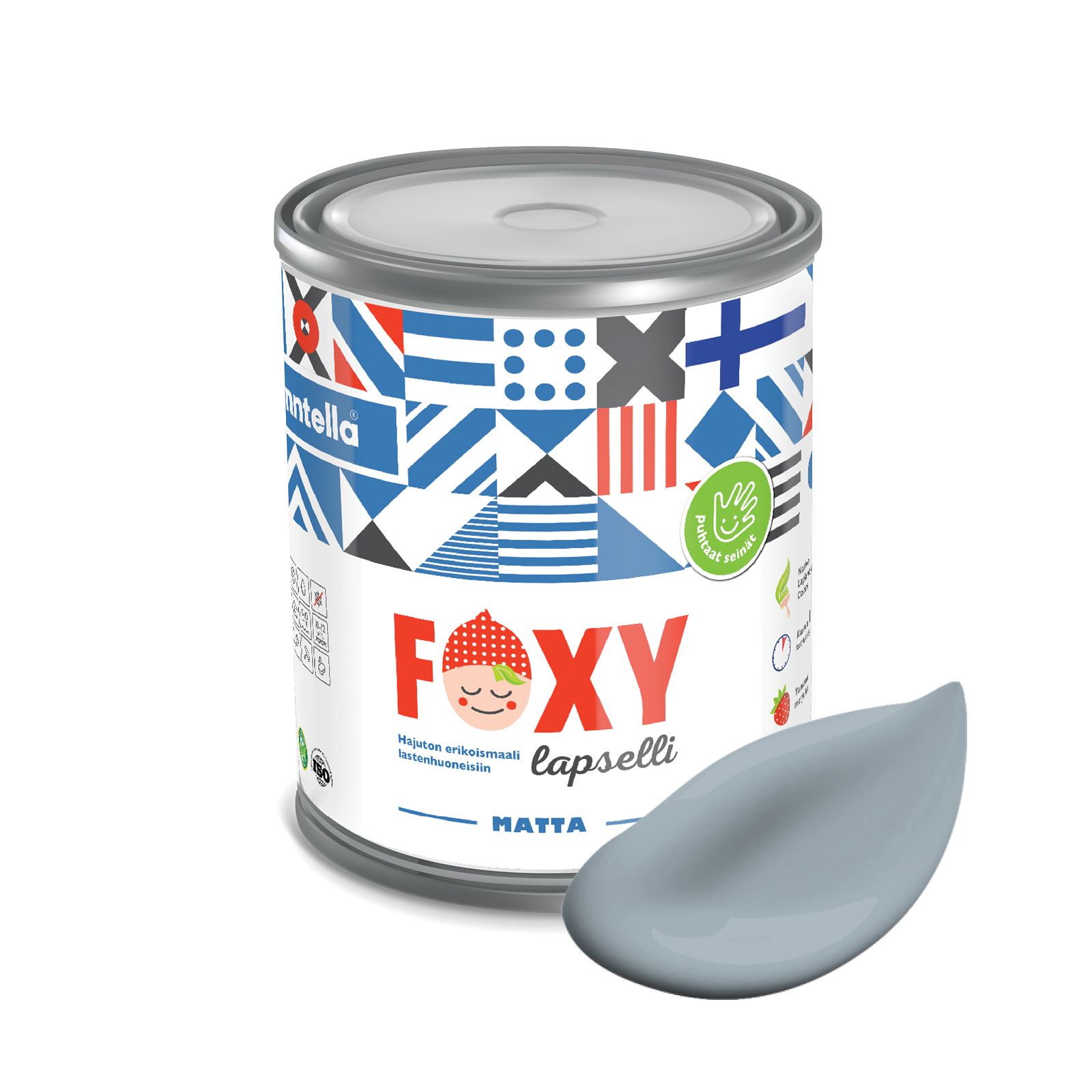 

Краска для детской комнаты FOXY LAPSELLI matte, финская краска, матовая, моющаяся, цвет LI, Голубой, для детской комнаты FOXY LAPSELLI matte, финская матовая, моющаяся