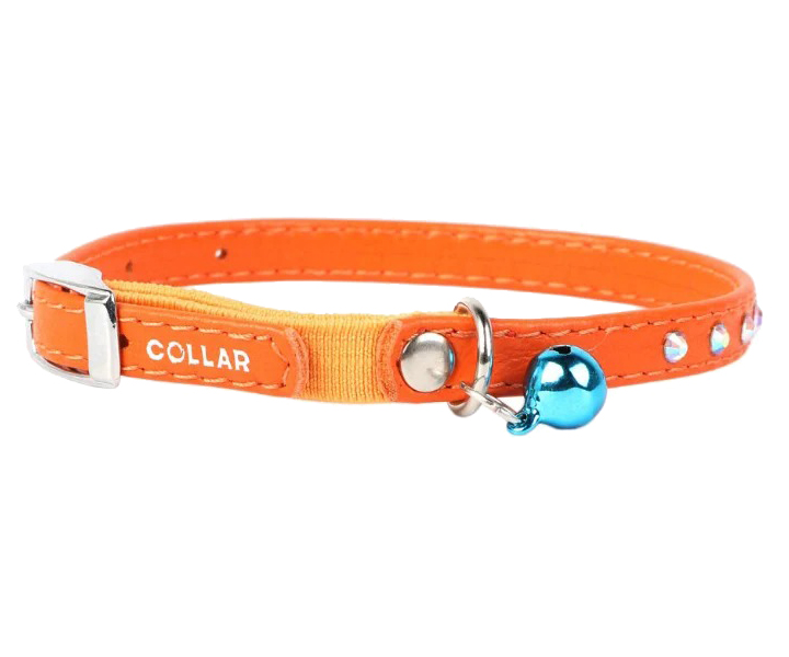 Ошейник для кошек Collar Glamour с резинкой оранжевый 9 мм х 17-20 см
