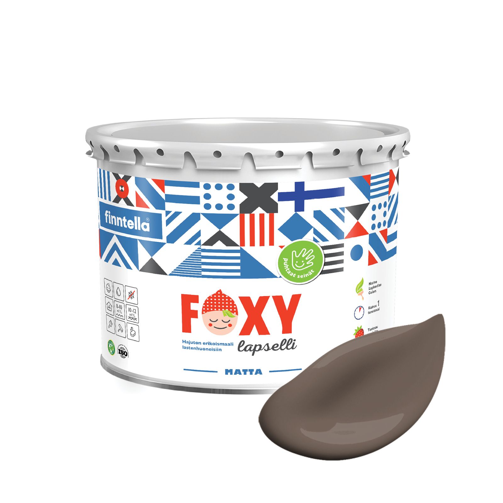 

Краска для детской комнаты FOXY LAPSELLI matte, финская краска, матовая, моющаяся, цвет HA, Коричневый, для детской комнаты FOXY LAPSELLI matte, финская матовая, моющаяся