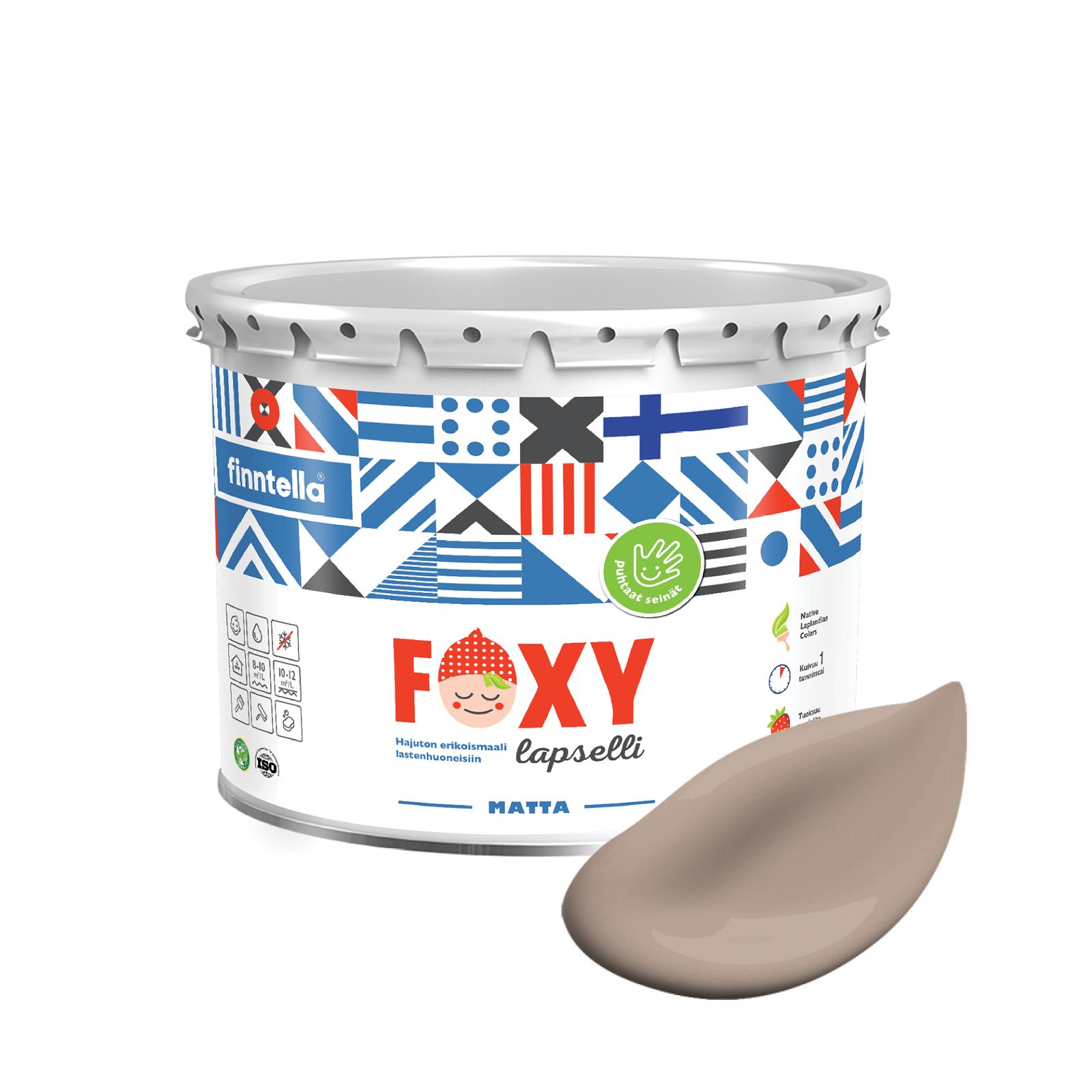 

Краска для детской комнаты FOXY LAPSELLI matte, финская краска, матовая, моющаяся, цвет MU, Бежевый, для детской комнаты FOXY LAPSELLI matte, финская матовая, моющаяся