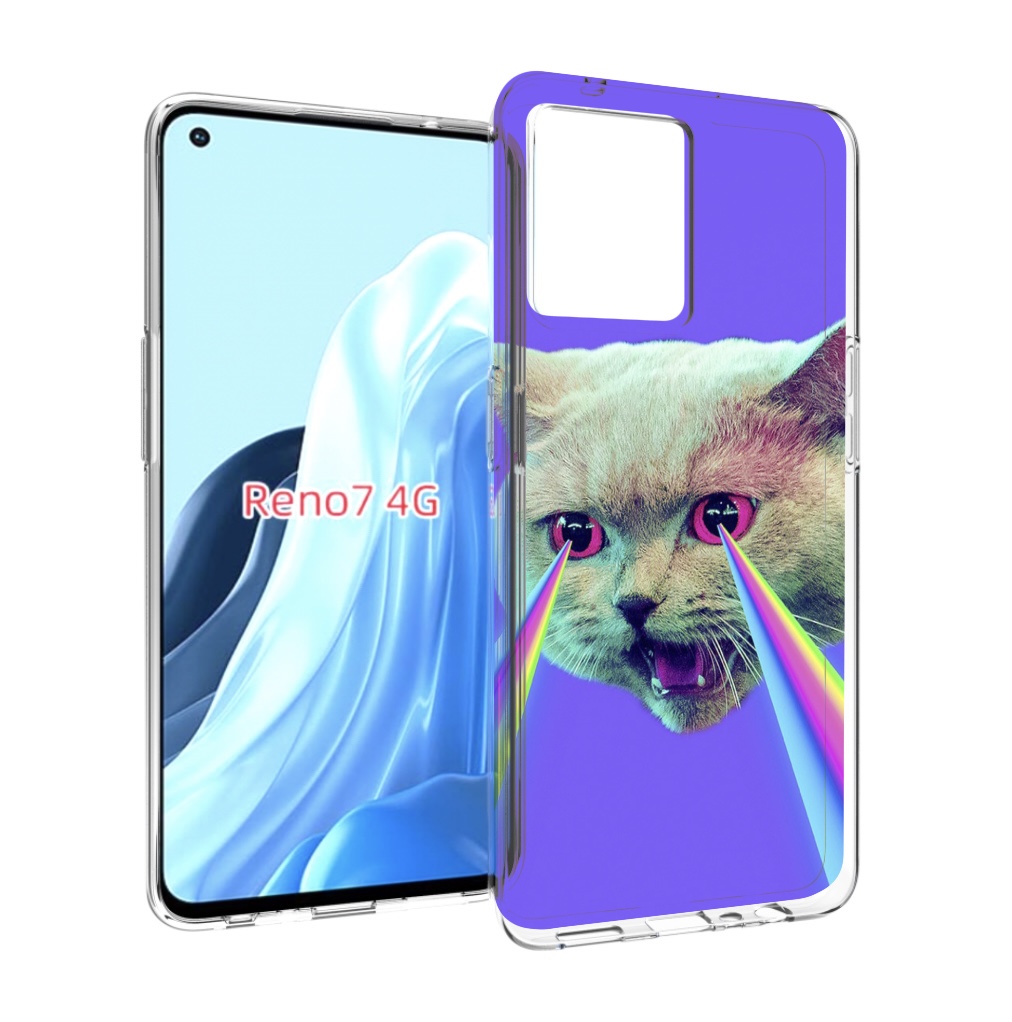 

Чехол MyPads кот с радугой в глазах для OPPO RENO 7 4G, Прозрачный, Tocco
