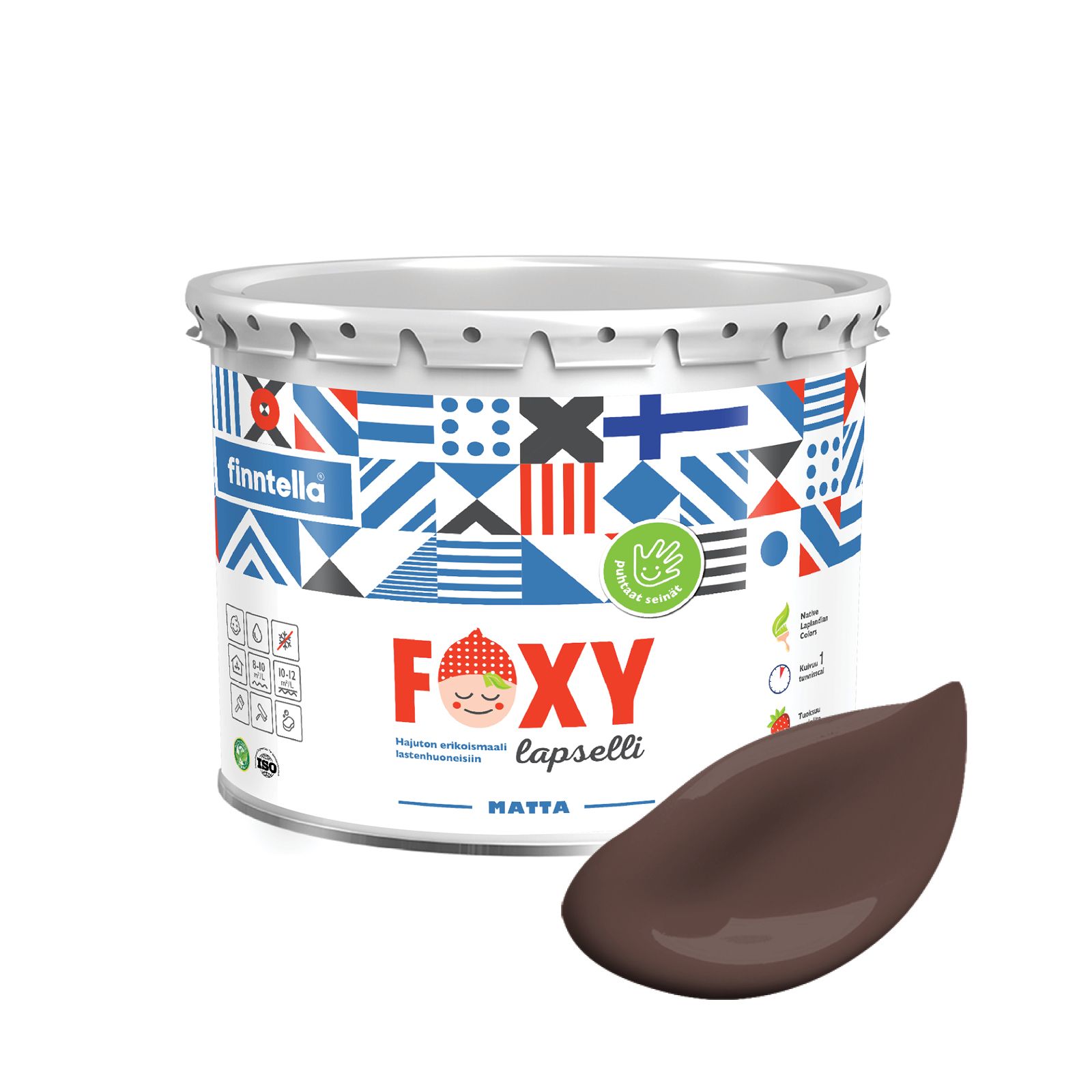 

Краска для детской комнаты FOXY LAPSELLI matte, финская краска, матовая, моющаяся, цвет JU, Коричневый, для детской комнаты FOXY LAPSELLI matte, финская матовая, моющаяся