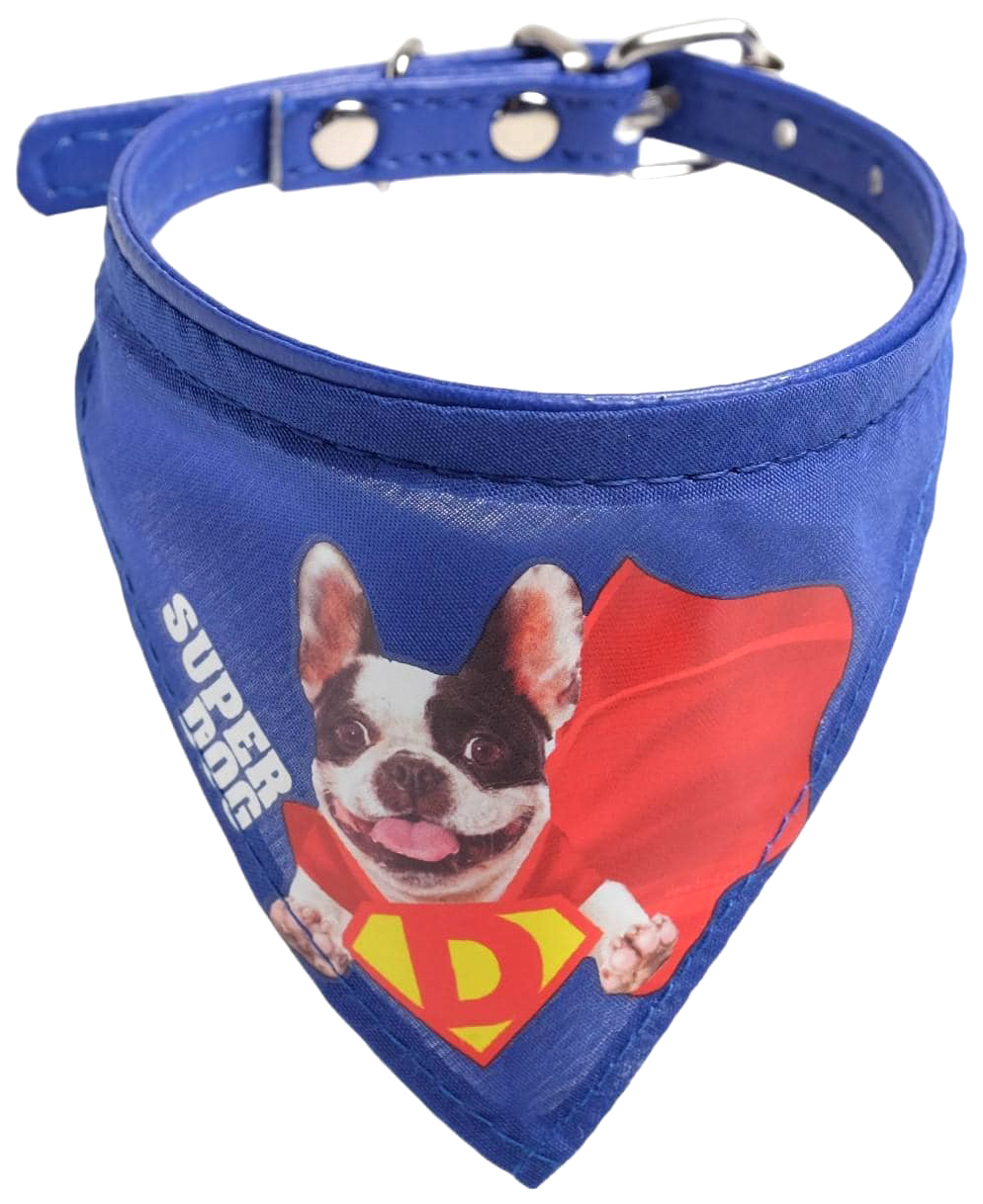 Ошейник для собак Пушистое счастье Super dog, с платком, синий, 32х1 см