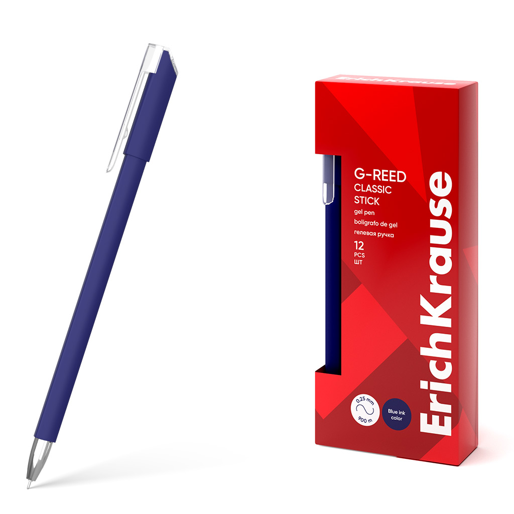

Ручка гелевая ErichKrause G-Reed Stick Classic 0.38,61297 цвеcт синий в коробке по 12 шт.
