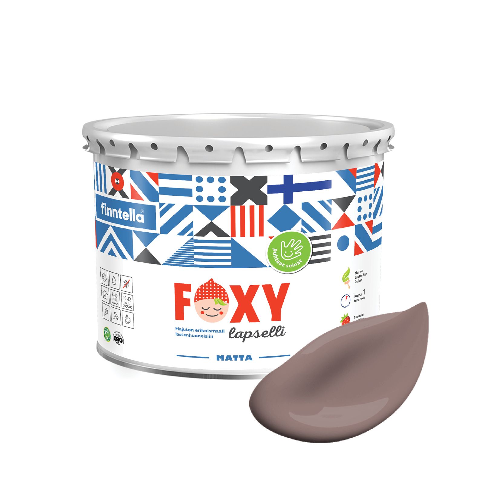 

Краска для детской комнаты FOXY LAPSELLI matte, финская краска, матовая, моющаяся, цвет HA, Коричневый, для детской комнаты FOXY LAPSELLI matte, финская матовая, моющаяся