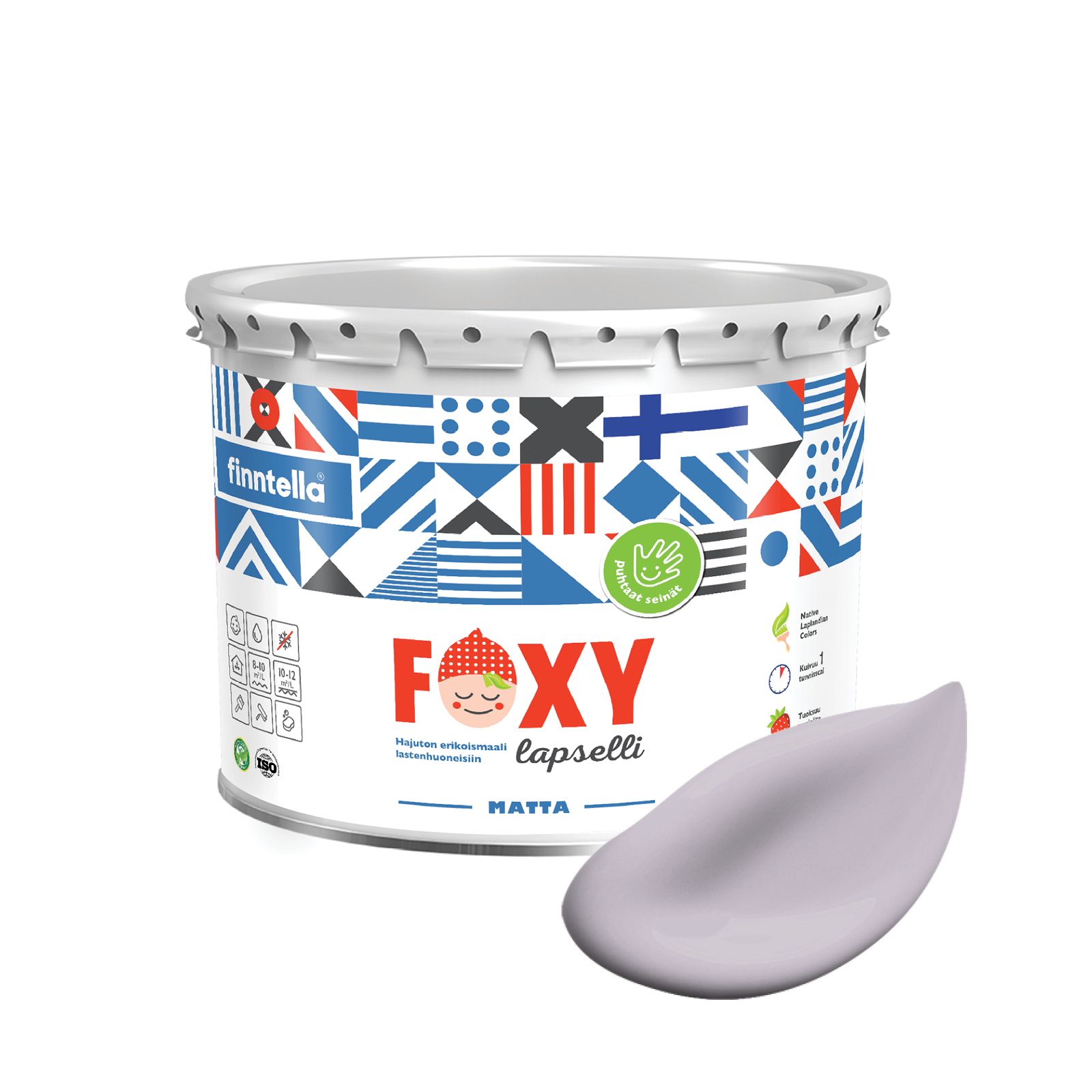 

Краска для детской комнаты FOXY LAPSELLI matte, финская краска, матовая, моющаяся, цвет PA, Серый, для детской комнаты FOXY LAPSELLI matte, финская матовая, моющаяся