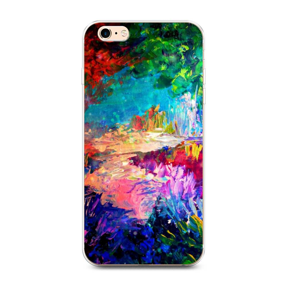

Чехол на Apple iPhone 6 Plus/6S Plus "Лес-гуашь", Синий;розовый;зеленый, 10550-4