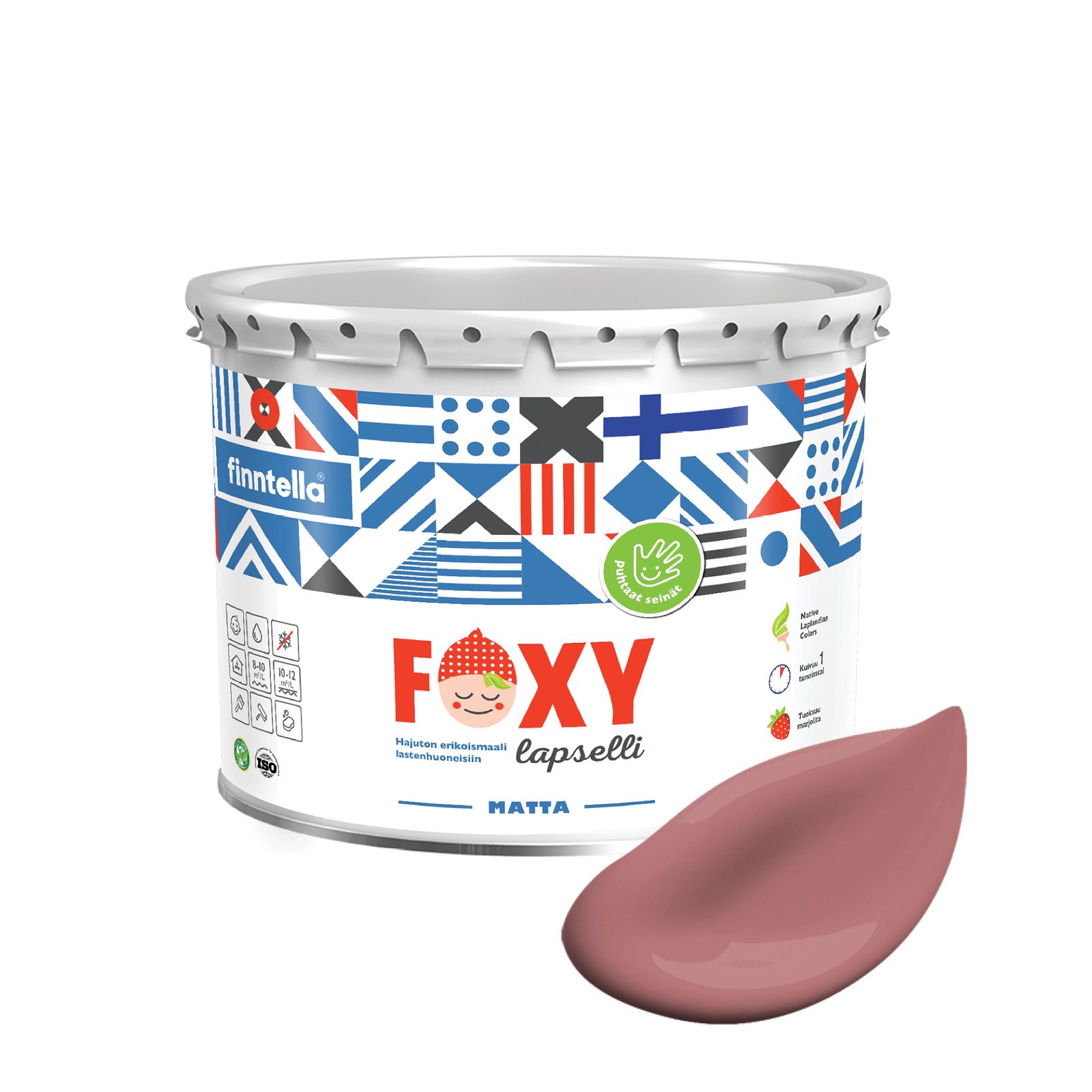 

Краска для детской комнаты FOXY LAPSELLI matte, финская краска, матовая, моющаяся, цвет PU, Розовый, для детской комнаты FOXY LAPSELLI matte, финская матовая, моющаяся