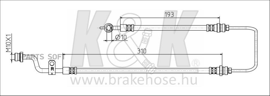 

K&K FT0734 Шланг тормозной передн прав KIA: Cerato (LD) 1.5 CRDi 07.05-