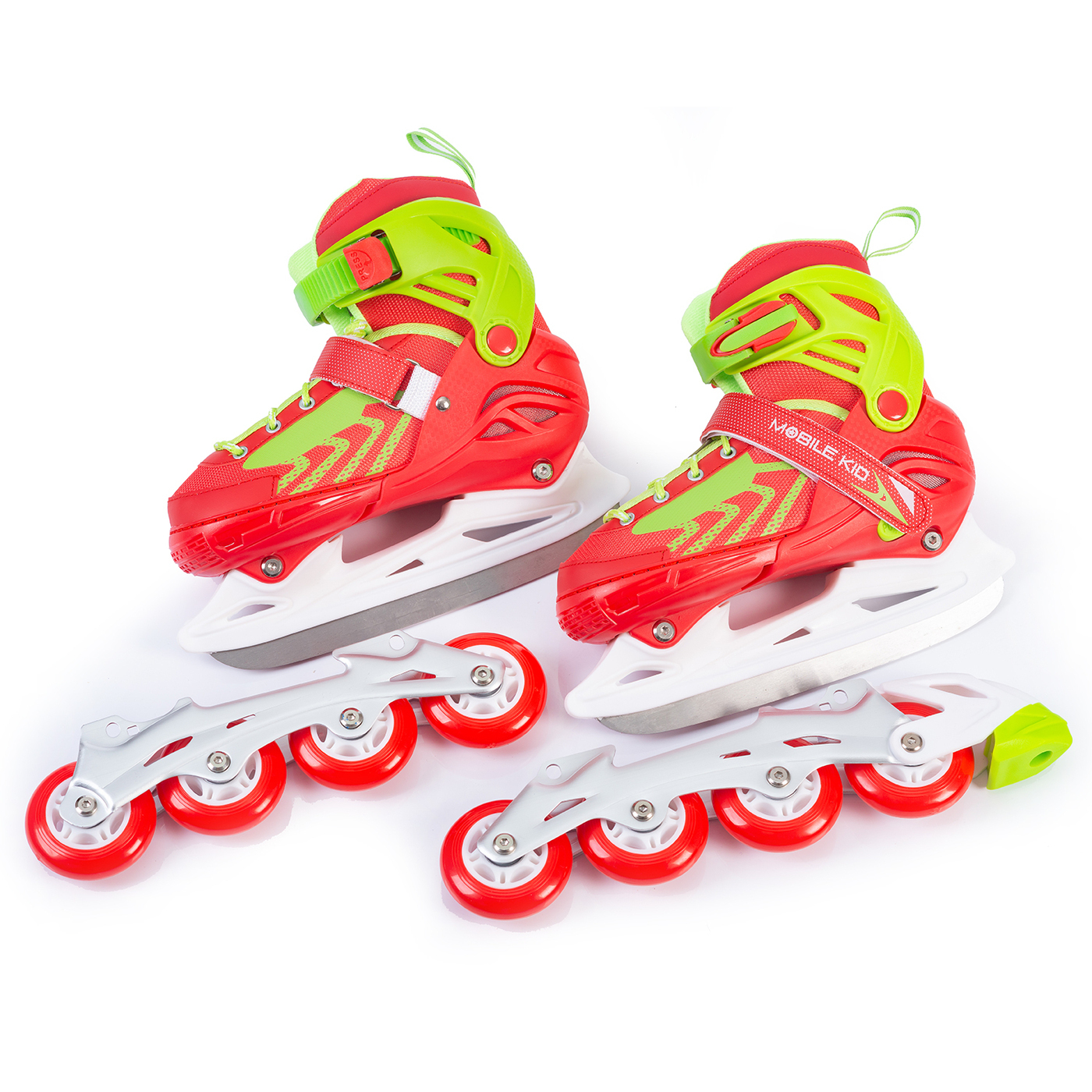 Раздвижные коньки-ролики 2в1 Mobile Kid UniSkate р.M(31-34) UNI_SKATE_M_red_green