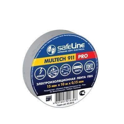 Изолента SAFELINE, ПВХ, 15 мм х 10 м., арт. 418194 серый - (10 шт.) изолента safeline