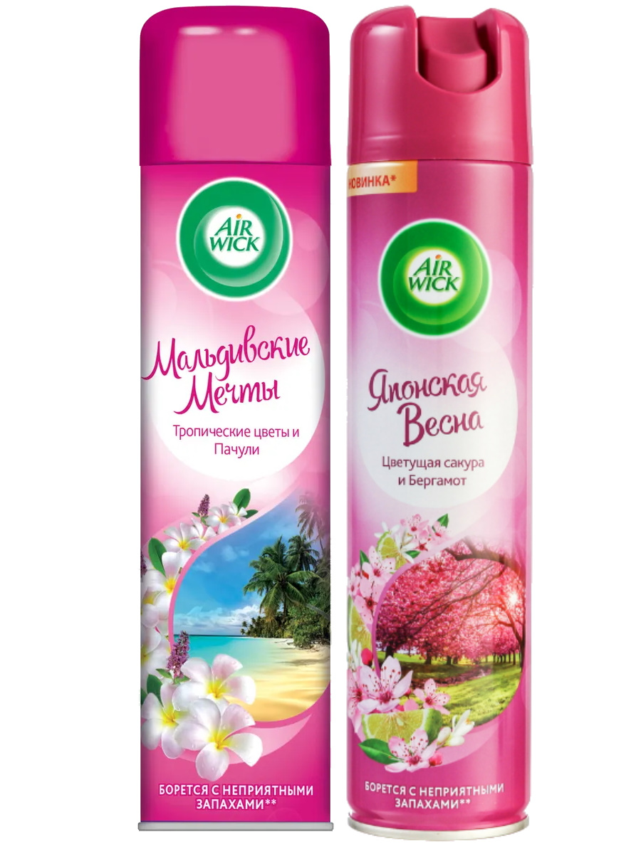 Набор Освежителей воздуха Air Wick Мальдивские мечты 290 мл  Японская весна 290 мл