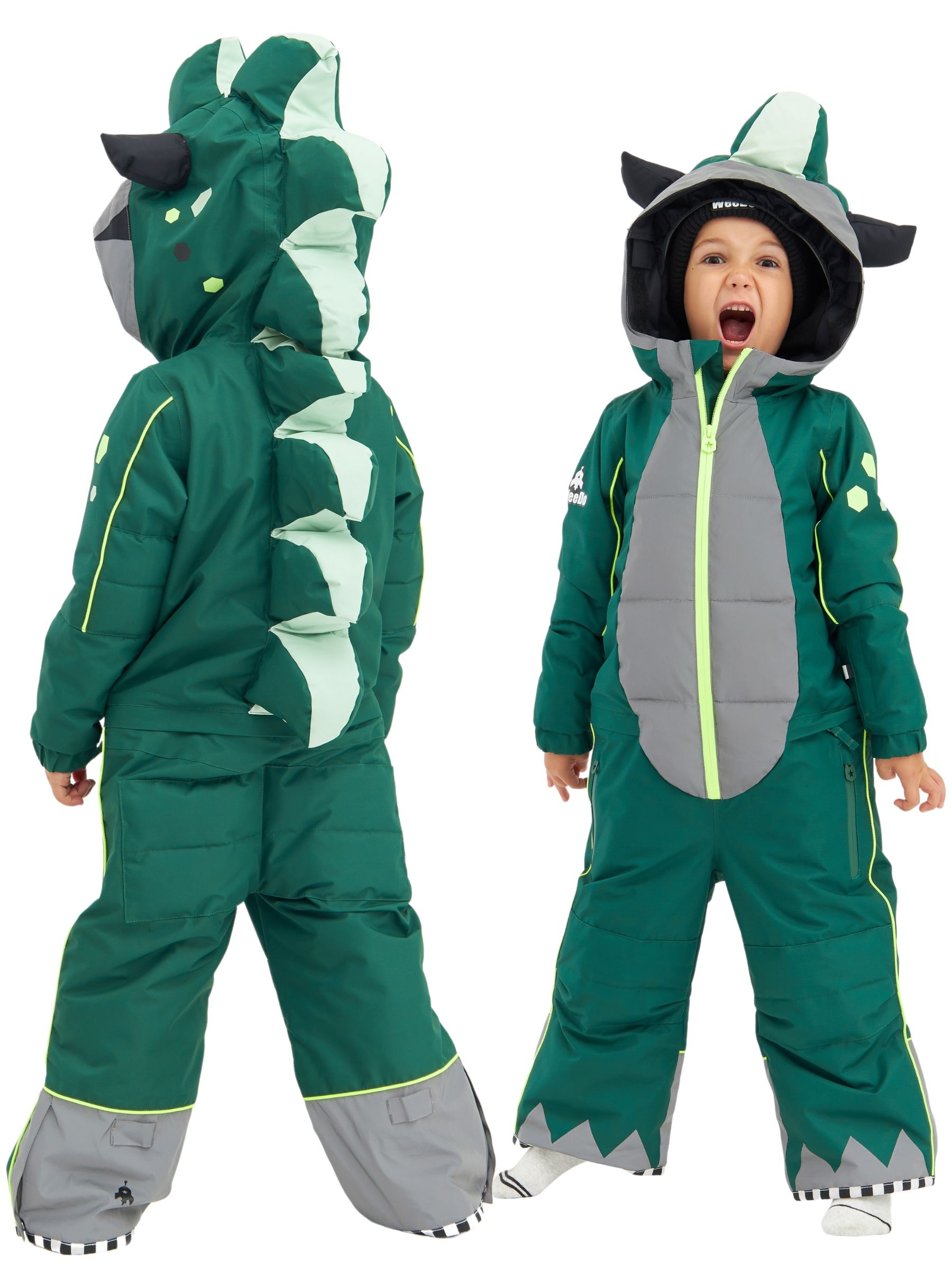 

Комбинезон детский WeeDo MONDO Silver Monster, Зеленый, Серебристый светоотражающий, 98, MONDO Silver Monster