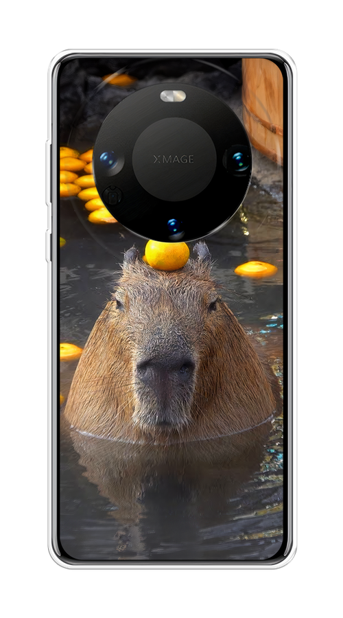 

Чехол на Huawei Mate 60 "Капибара отдыхает", Коричневый;оранжевый;серый, 6122150-1