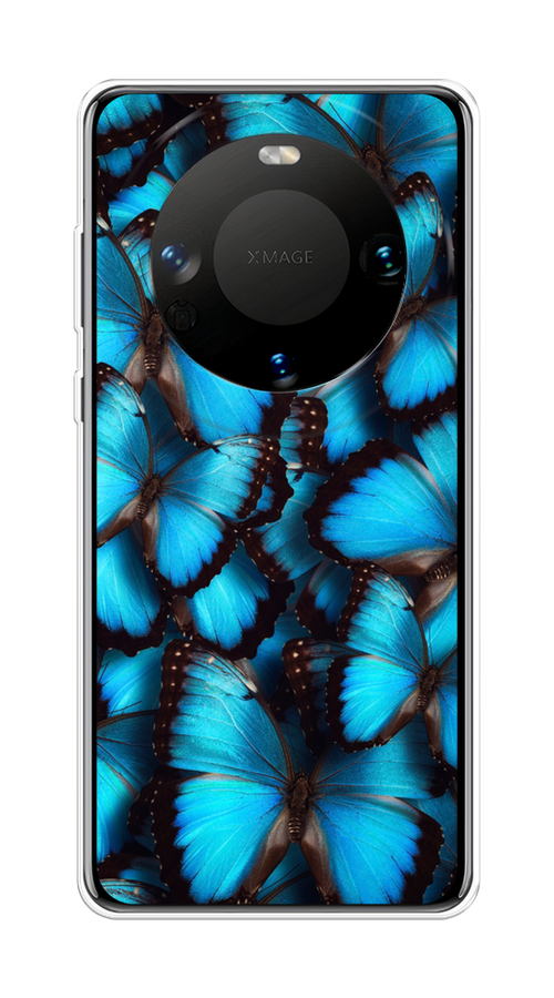 

Чехол на Huawei Mate 60 "Тропическая бабочка 2", Голубой;черный, 6122150-1