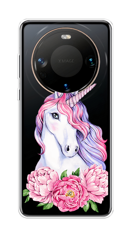 

Чехол на Huawei Mate 60 "Единорог с пионами", Розовый;белый;зеленый, 6122150-1