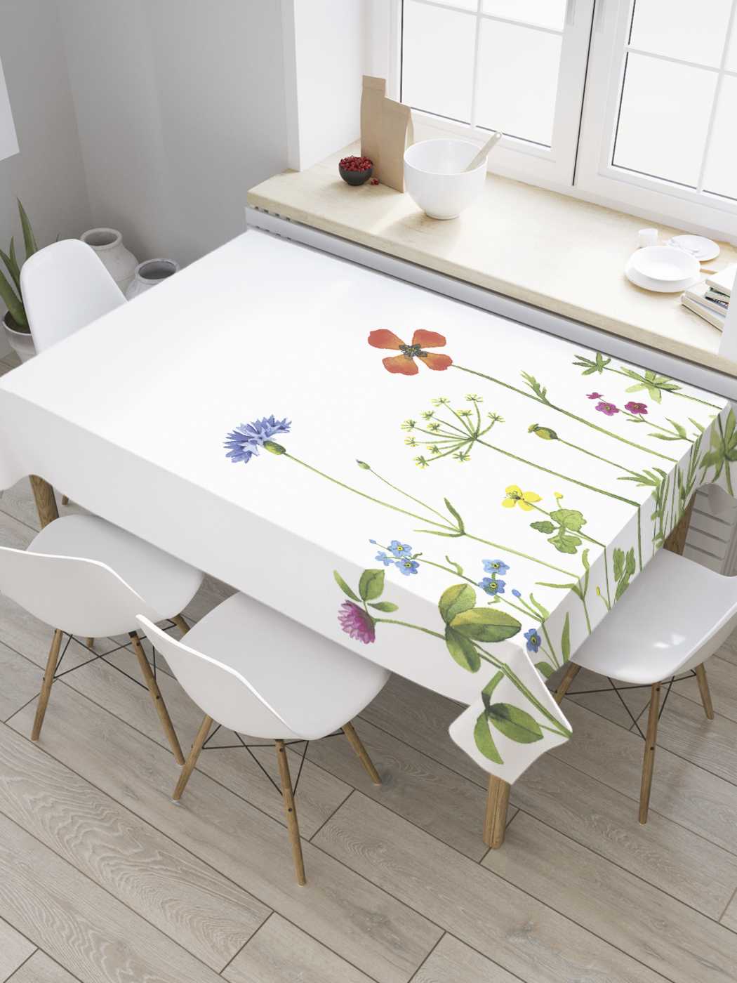 

Скатерть прямоугольная JoyArty "Полевой цветочный сбор" из сатена, 180x145 см, Коричневый, Полевой цветочный сбор