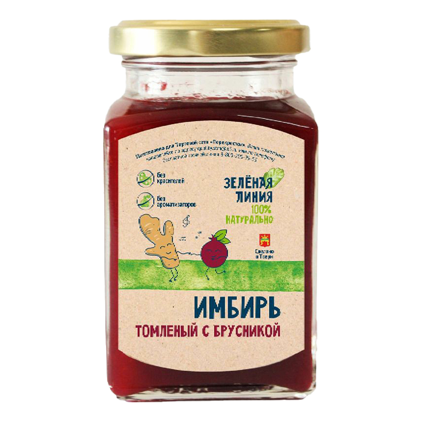 

Десерт Зелёная линия имбирь томленый с брусникой 265 г