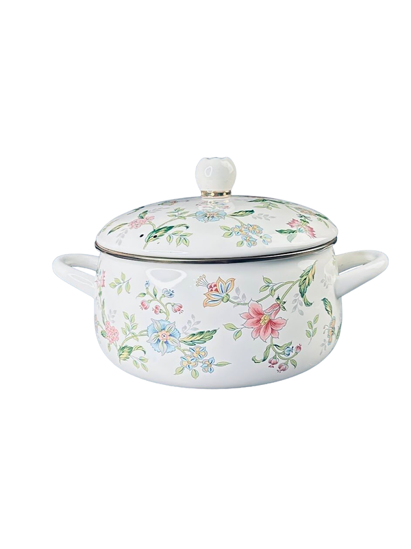 

Кастрюля с крышкой Lenardi Magnolia эмалированная сталь 2,8л 776-067, Белый