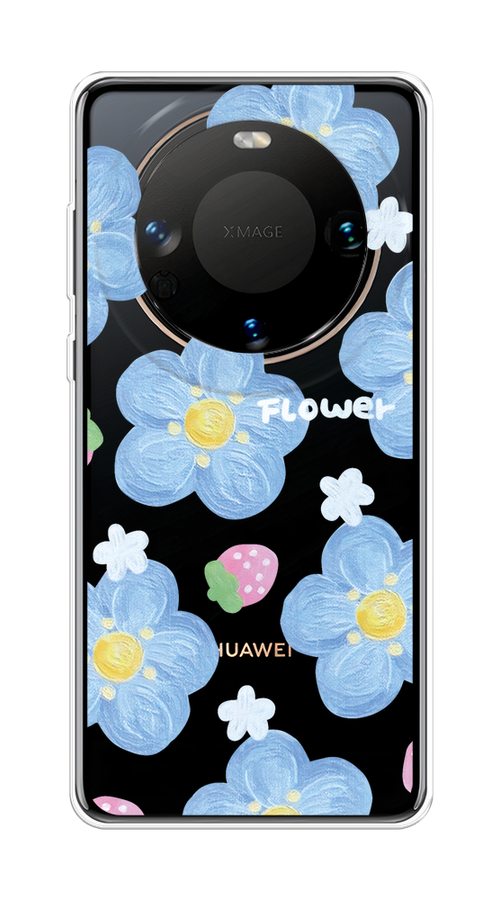 

Чехол на Huawei Mate 60 "Цветы и клубники", Прозрачный;голубой;белый, 6122150-1