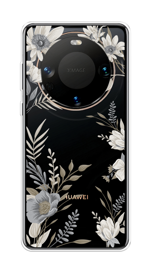 

Чехол на Huawei Mate 60 "Цветы сепия", Серый;прозрачный;зеленый;белый, 6122150-1