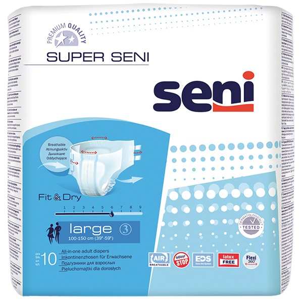 Подгузники для взрослых Seni Super Large 100-150 см 10 шт.