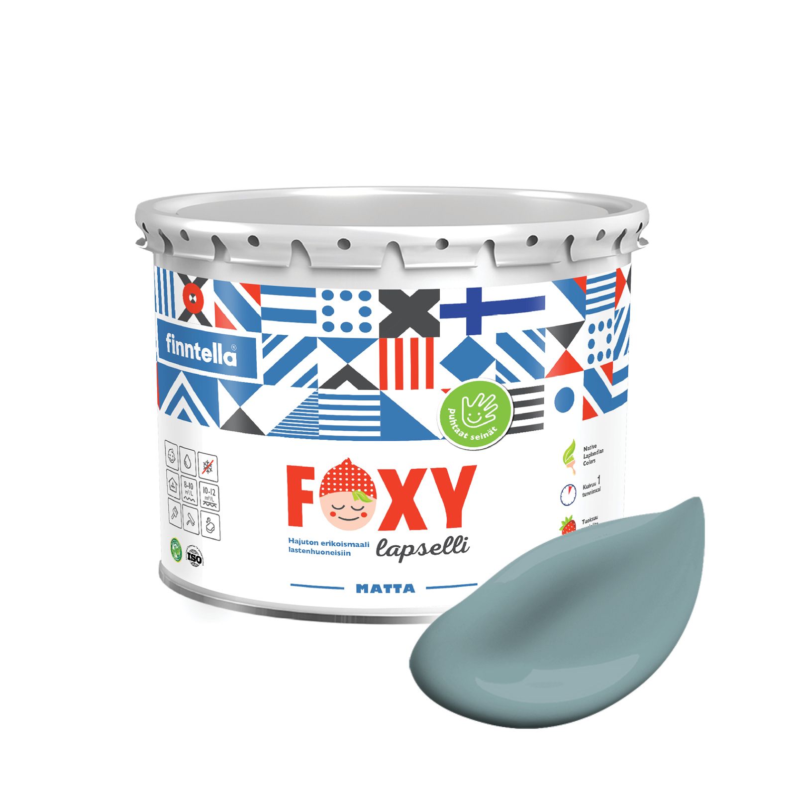

Краска для детской комнаты FOXY LAPSELLI matte, финская краска, матовая, моющаяся, цвет MA, Голубой, для детской комнаты FOXY LAPSELLI matte, финская матовая, моющаяся