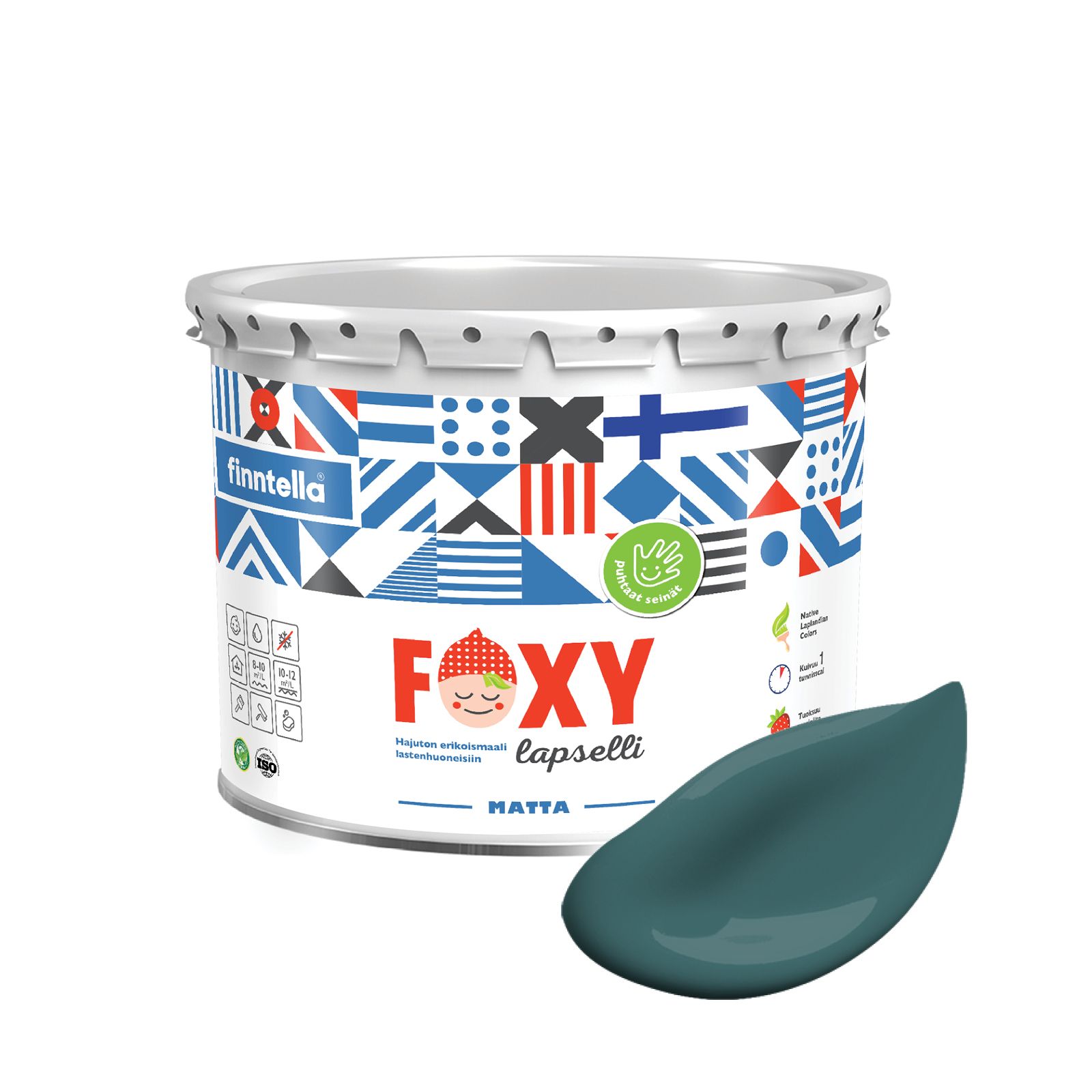 

Краска для детской комнаты FOXY LAPSELLI matte, финская краска, матовая, моющаяся, цвет EL, Зеленый, для детской комнаты FOXY LAPSELLI matte, финская матовая, моющаяся