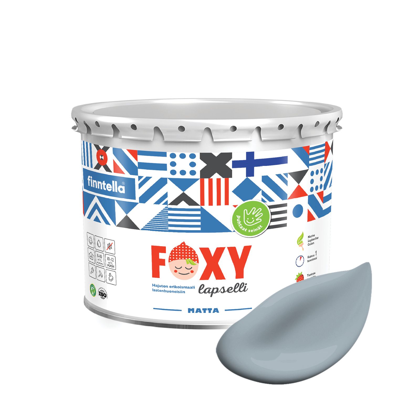 

Краска для детской комнаты FOXY LAPSELLI matte, финская краска, матовая, моющаяся, цвет LI, Голубой, для детской комнаты FOXY LAPSELLI matte, финская матовая, моющаяся